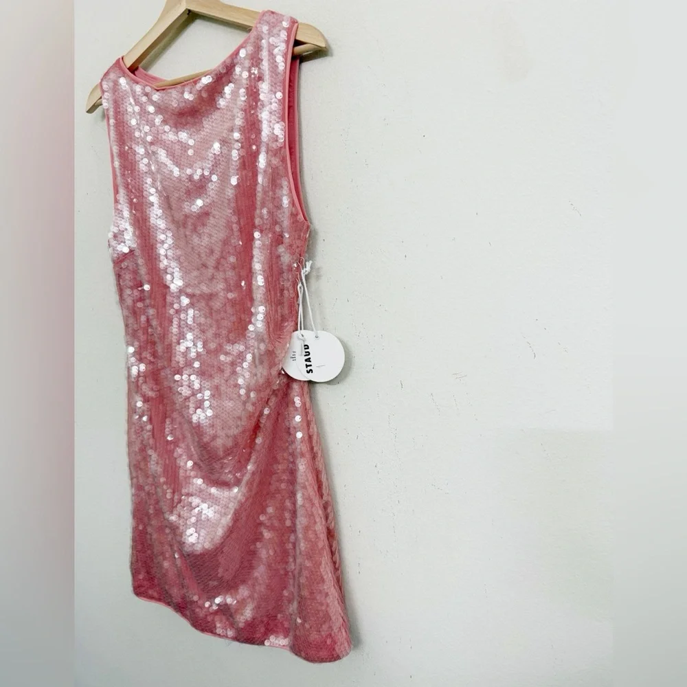 NWT STAUD Eton Sequined Tulle Pink Mini Dress Sz L - Picture 8 of 16